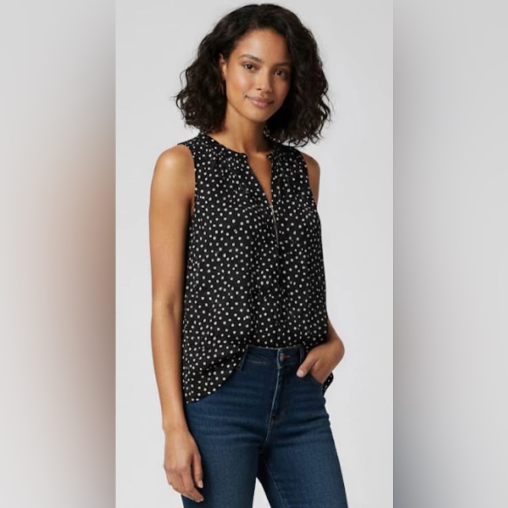 Polka Dot Sleeveless Top - Black and White Jones New York sleeveless top